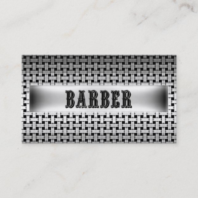 Barber Metal Look Business Card (Front)