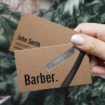 Barber Minimalist Barbershop Rustic Kraft Business Card<br><div class="desc">Barber Minimalist Barbershop Rustic Kraft Business Card.</div>