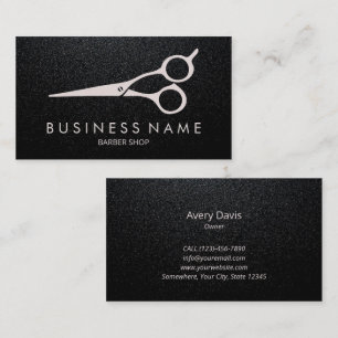 Barber Modern Matte Black Hair Stylist Scissors Business Card