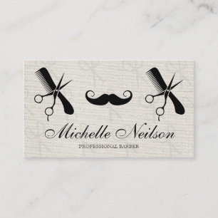 Barber Moustache   Scissors Comb Tools Business Card