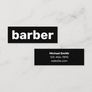 Barber Name Phone Number Website Black and White Mini Business Card