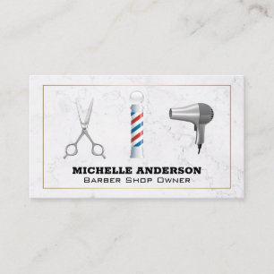 Barber Pole and Tools   Marble Business Card