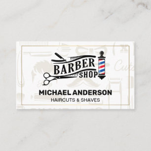 Barber Pole and Tools   Pattern  Business Card