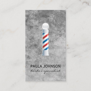 Barber Pole Appointment Grey Texture Business Card