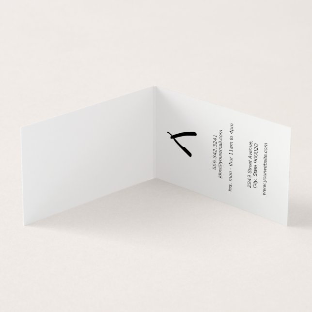 Barber Pole Appointment Leather Background Business Card (Inside)