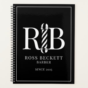 Barber Pole Barber Black White Appointment  Planner