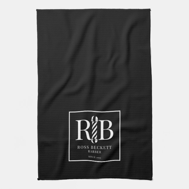 Barber Pole Barber Hair Stylist Black White Kitchen Towel (Vertical)