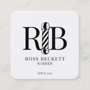 Barber Pole Barber Hair Stylist  Square Business C Card