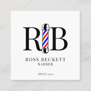 Barber Pole Barber Hair Stylist  Square Business C Card