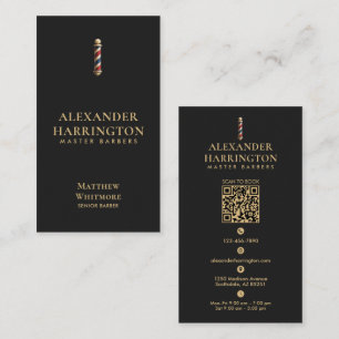 Barber Pole Black Ivory Barber Shop Hair Stylist Business Card