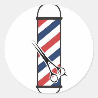 barber pole classic round sticker