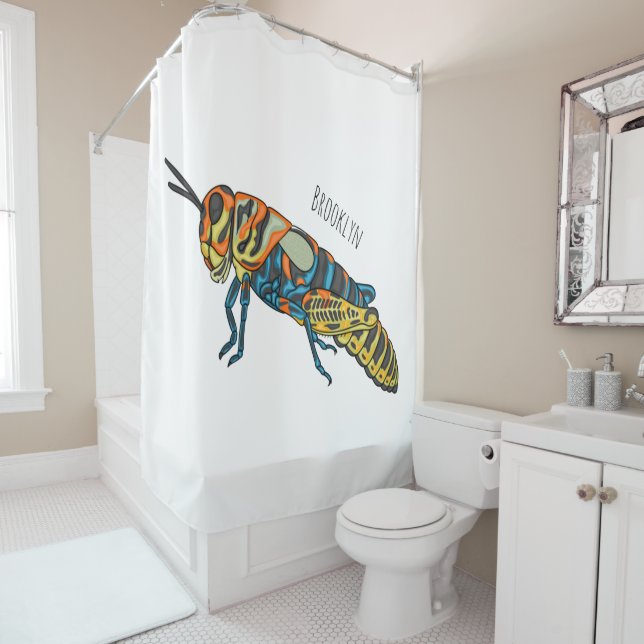 Barber pole grasshopper cartoon illustration (In Situ)