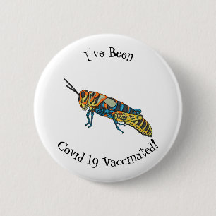 Barber pole grasshopper cartoon illustration  2 inch round button