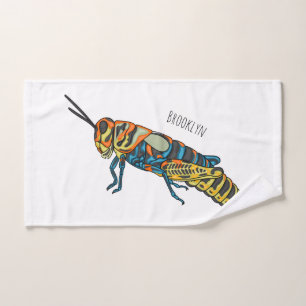 Barber pole grasshopper cartoon illustration bath towel set