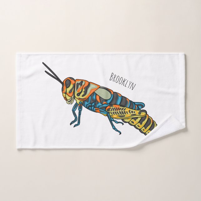 Barber pole grasshopper cartoon illustration bath towel set (Hand Towel)