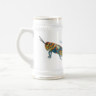 Barber pole grasshopper cartoon illustration beer stein