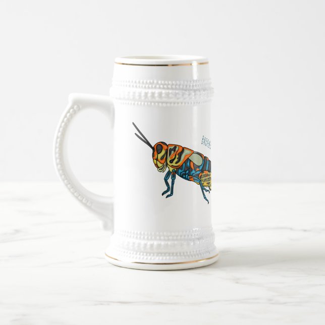 Barber pole grasshopper cartoon illustration  beer stein (Left)