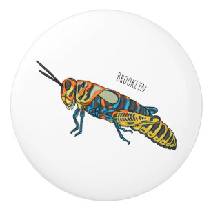 Barber pole grasshopper cartoon illustration ceramic knob