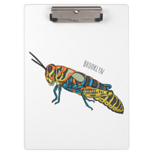 Barber pole grasshopper cartoon illustration  clipboard
