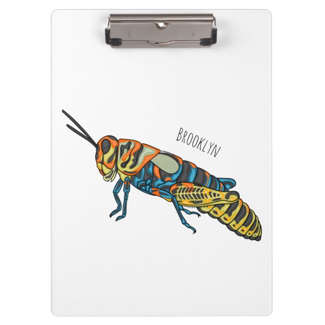 Barber pole grasshopper cartoon illustration  clipboard (Front)