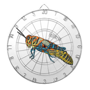 Barber pole grasshopper cartoon illustration dartboard