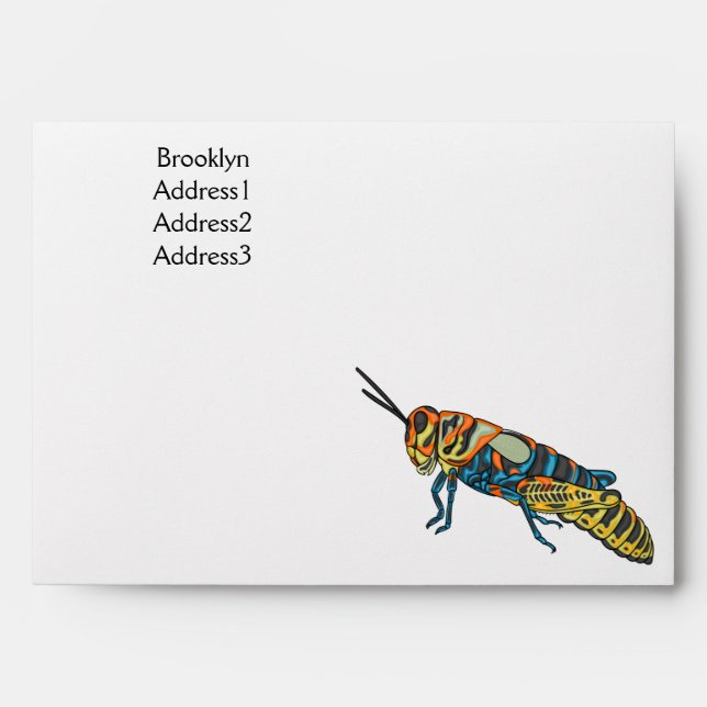 Barber pole grasshopper cartoon illustration envelope (Front)