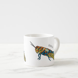 Barber pole grasshopper cartoon illustration  espresso cup