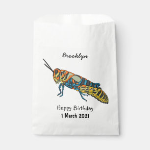 Barber pole grasshopper cartoon illustration favour bag