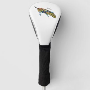 Barber pole grasshopper cartoon illustration golf head cover