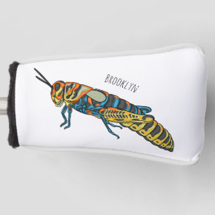 Barber pole grasshopper cartoon illustration golf head cover