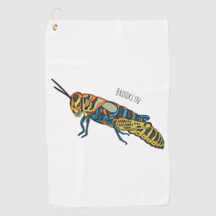 Barber pole grasshopper cartoon illustration golf towel