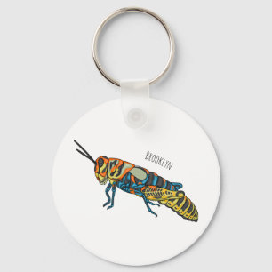 Barber pole grasshopper cartoon illustration  keychain