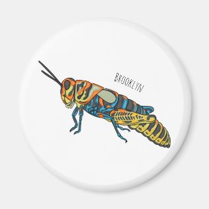 Barber pole grasshopper cartoon illustration  magnet