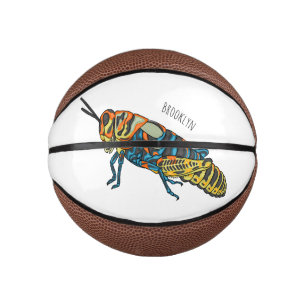 Barber pole grasshopper cartoon illustration mini basketball