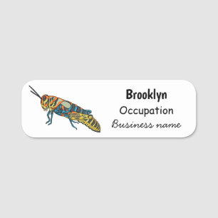 Barber pole grasshopper cartoon illustration name tag