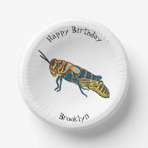 Barber pole grasshopper cartoon illustration paper plate