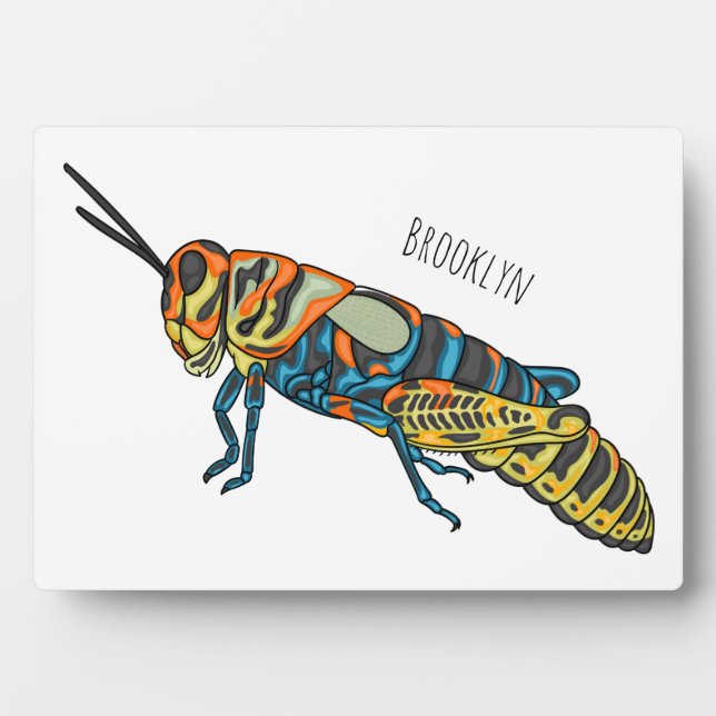 Barber pole grasshopper cartoon illustration plaque (Front)