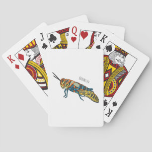 Barber pole grasshopper cartoon illustration  playing cards
