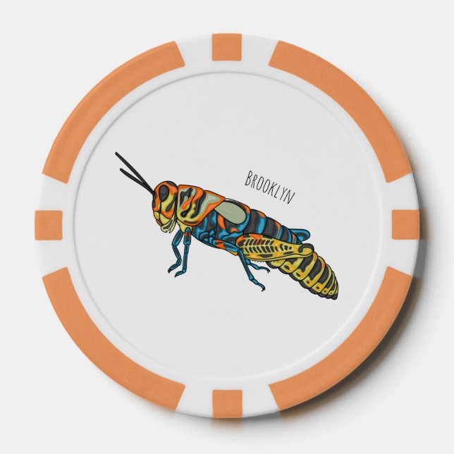 Barber pole grasshopper cartoon illustration  poker chips (Front)