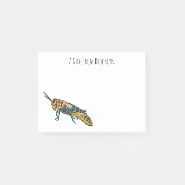 Barber pole grasshopper cartoon illustration  post-it notes (Front)