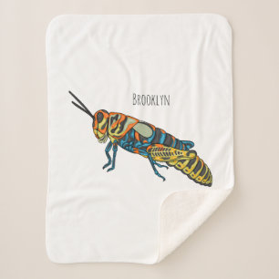 Barber pole grasshopper cartoon illustration sherpa blanket