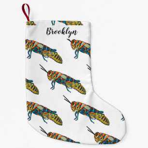 Barber pole grasshopper cartoon illustration small christmas stocking