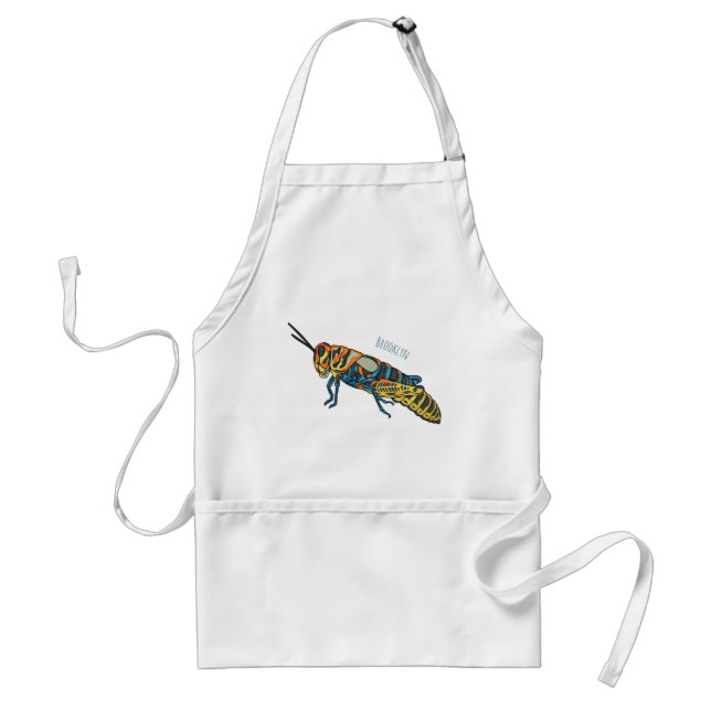 Barber pole grasshopper cartoon illustration  standard apron (Front)