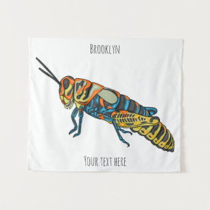 Barber pole grasshopper cartoon illustration tapestry