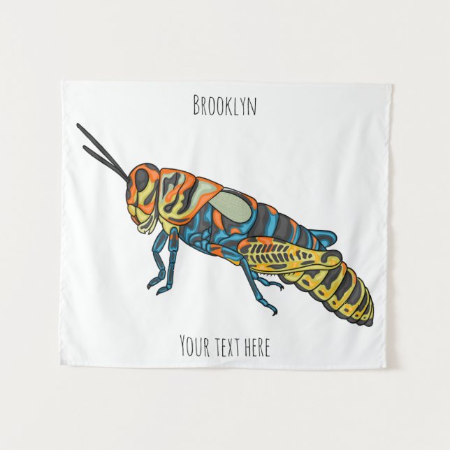 Barber pole grasshopper cartoon illustration tapestry (Front (Horizontal))
