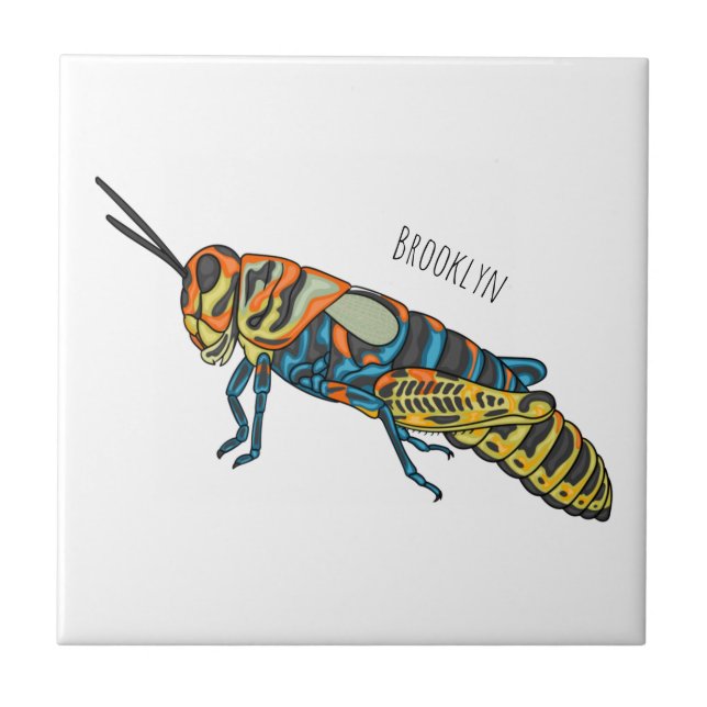 Barber pole grasshopper cartoon illustration tile (Front)