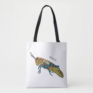 Barber pole grasshopper cartoon illustration  tote bag