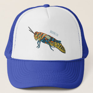 Barber pole grasshopper cartoon illustration trucker hat