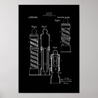Barber Pole Illustration Black Art impression de b