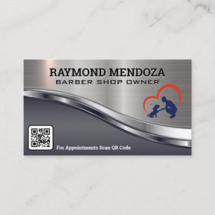 Barber Pole Logo   QR Code   Scissors Business Car Business Card